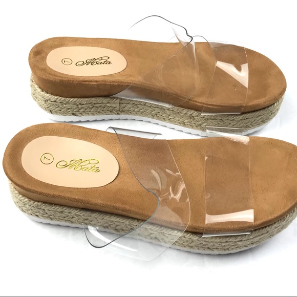 Acata Two Strap Clear Platform Sandals Size 7 - Picture 3 of 10